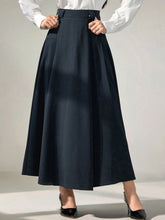 Modely Women Long Solid Color Pleated Elegant Office Skirt